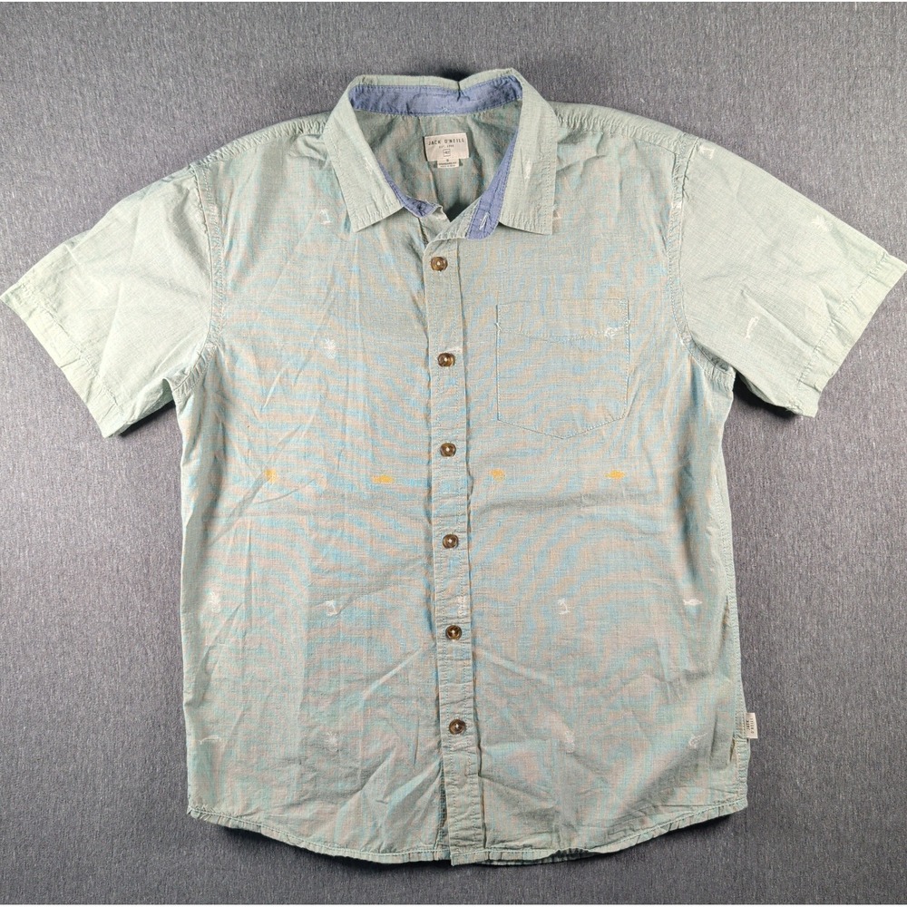 Jack O'NEILL Shirt Mens Small Pineapple Fish Palm Hawaiian Button Casual Summer